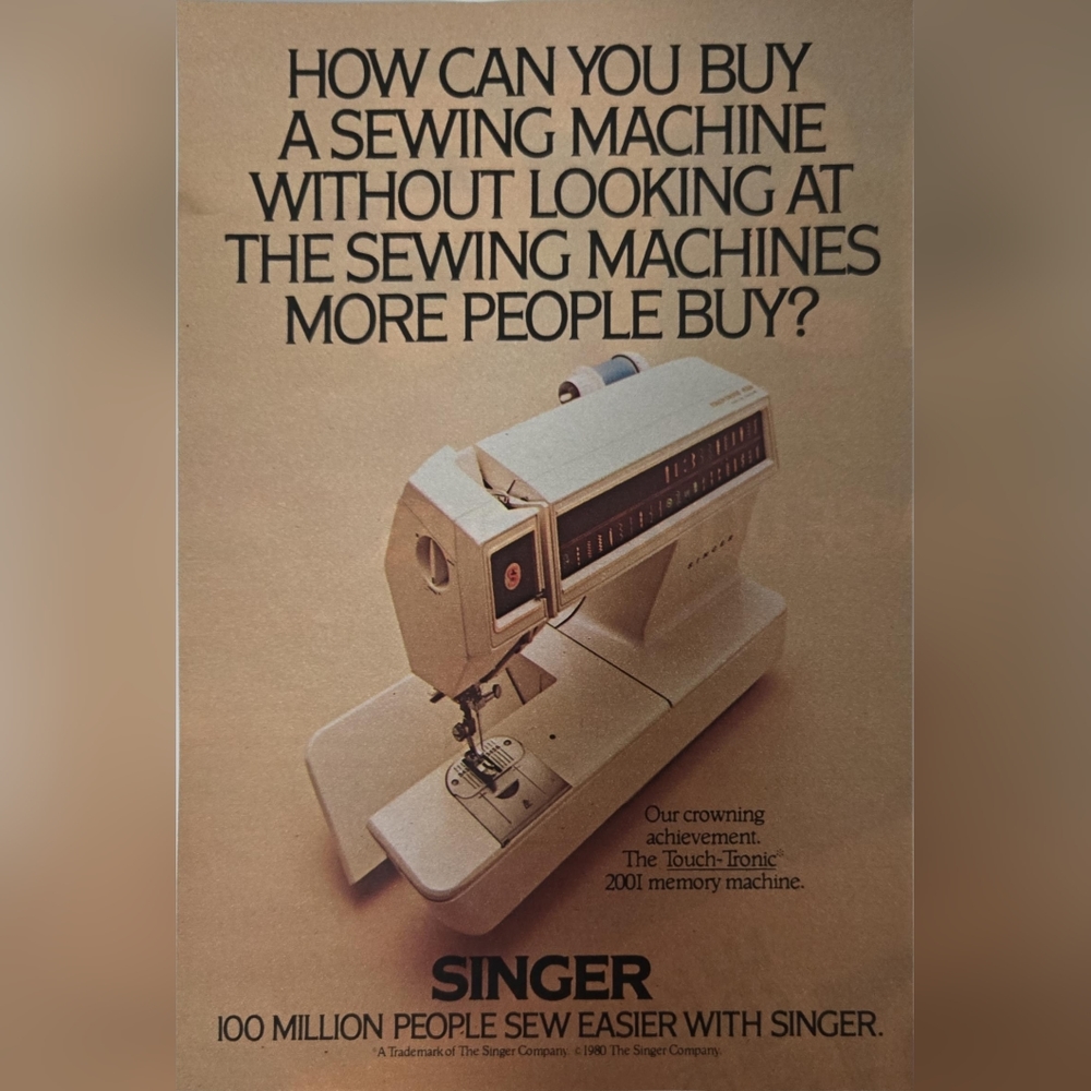 1980 print ad page - Singer Sewing Machines vintage advert Advertising clipping